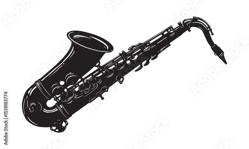 Saxophone Music Jazz Silhouette Instrument Vector Black Brass Illustration Clipart