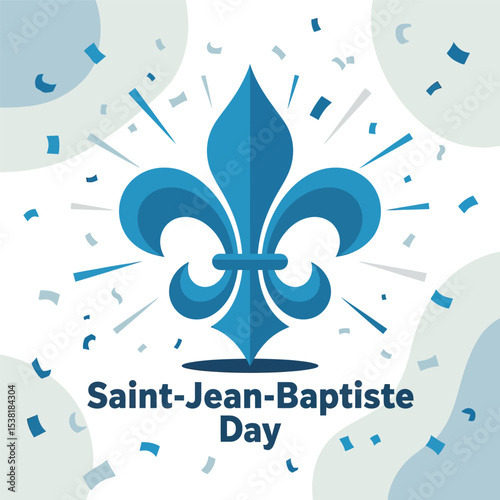 Saint Jean Baptiste Day Celebration with Fleur de Lis and Confetti Background