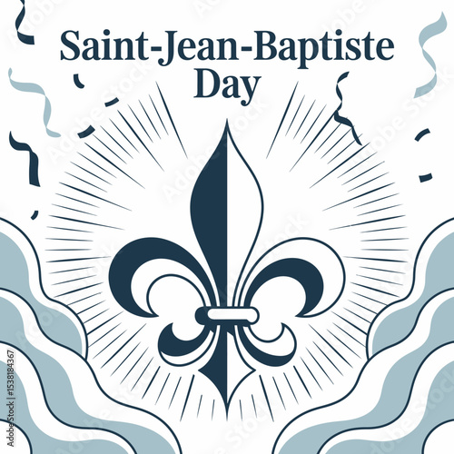Saint Jean Baptiste Day Celebration with Fleur de Lis and Confetti Background