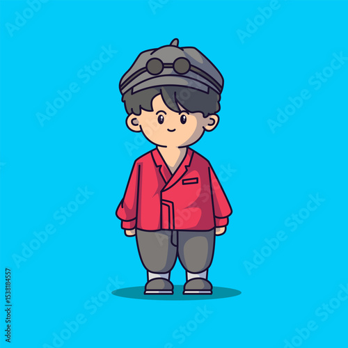 Cute boyband chibi characters with some fashionable clothes and vector art