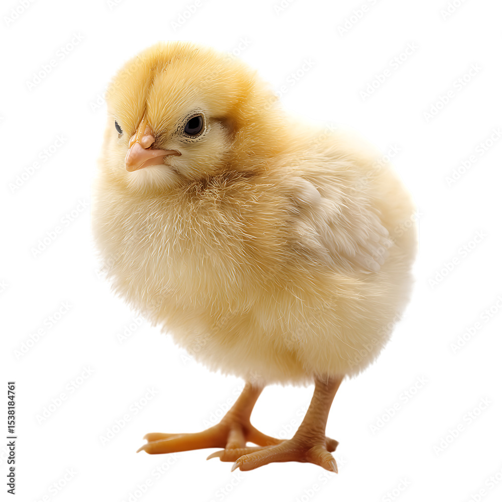 Obraz premium Cute fluffy baby chick isolated on transparent background
