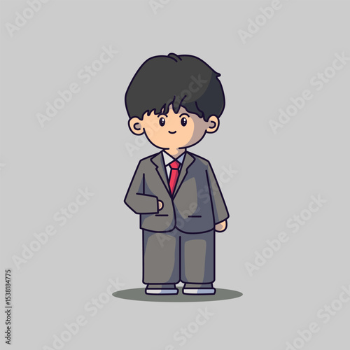 Cute boyband chibi characters with some fashionable clothes and vector art