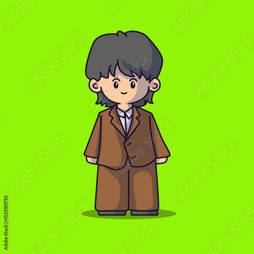 Cute boyband chibi characters with some fashionable clothes and vector art