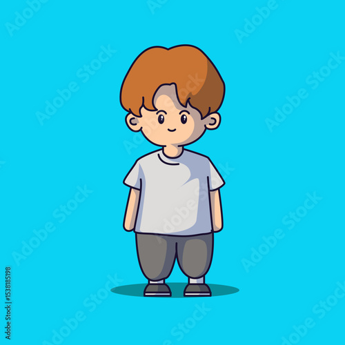 Cute boyband chibi characters with some fashionable clothes and vector art