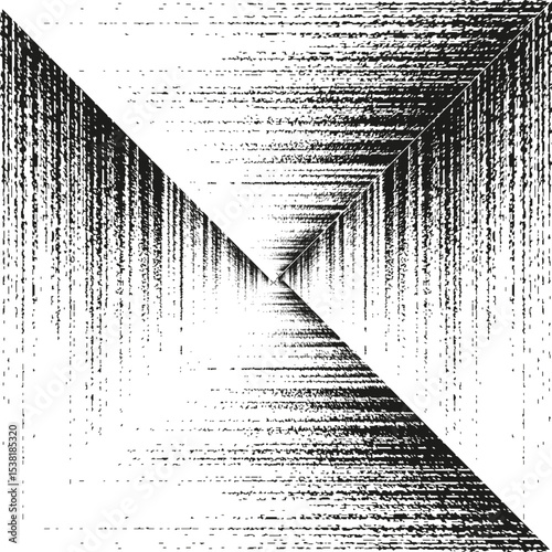 Triangular stripe form. Radiant line triangle. Black white gradient. Vector abstract shape.