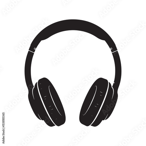Headphones Audio Silhouette Vector Black Illustration Music Sound Gadget Clipart