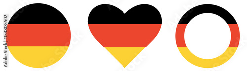 Free Download Collection of flag of Germany, heart shape of Germans flag, and frame isolated. - GFXLoad