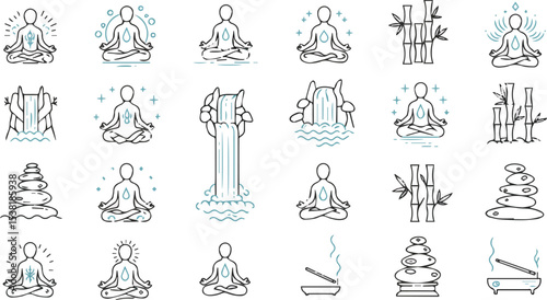 Create a kinds of deferent design, cartoon, icons, sketch, people, drawing, collection, fitness, robot, woman vector art with white background.