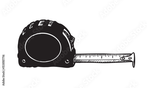 Measuring Tape Silhouette Vector Black Illustration Tool Construction DIY Clipart
