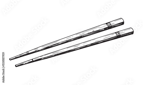 Chopsticks Utensil Silhouette Vector Black Illustration Asian Dining Tool Clipart
