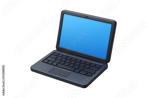 Sleek laptop icon with blue screen, perfect for digital design projects