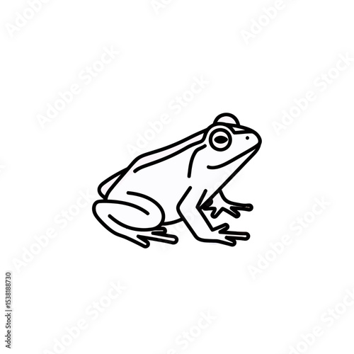 Minimalist Black and White Frog Illustration for Nature-Themed Designs and Educational Resources, featuring Clean Lines and Simple Design