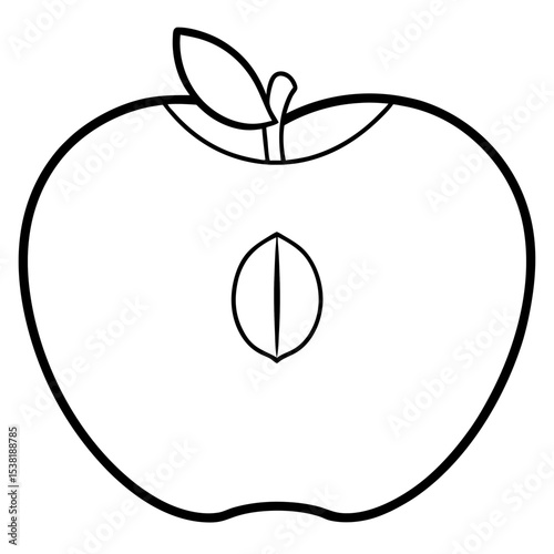 Clean Contour of Single Apple Slice in Elegant Minimal Style