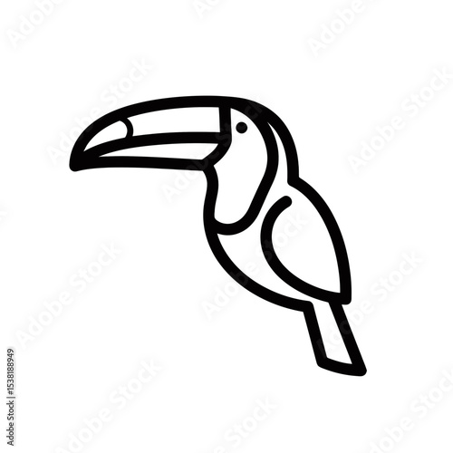 Minimalist Toucan Line Art Illustration for Creative Projects, Tropical Bird Icon for Graphic Design and Nature-Themed Content