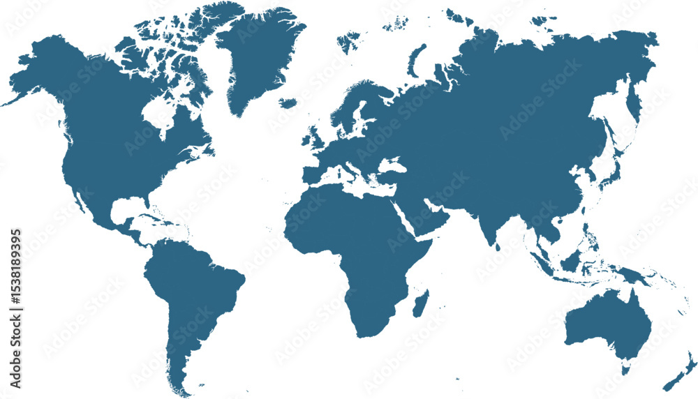 Obraz premium World map. Blue modern vector map. Silhouette map. 