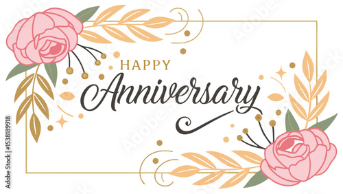 Elegant Floral Happy Anniversary Card Design