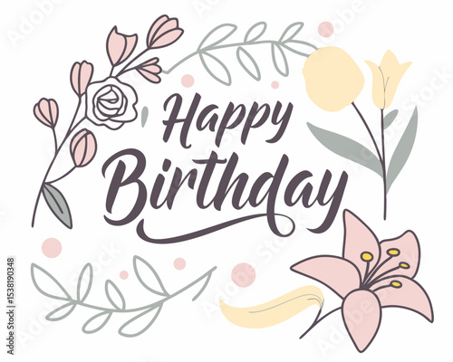 Elegant Floral Happy Birthday Card Design