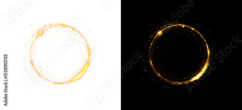 Foto Golden light spiral with space aura and glowing sparkles
