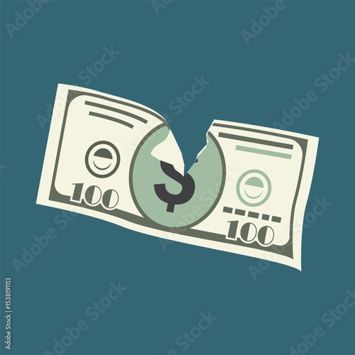 torn banknotes vector illustration element design template