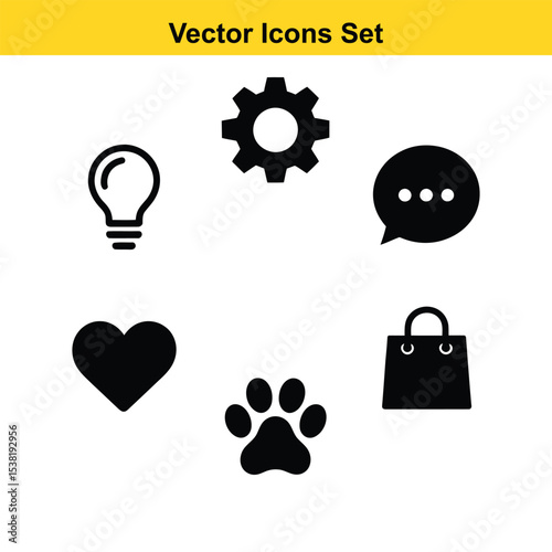 Simple black vector icons set for website design