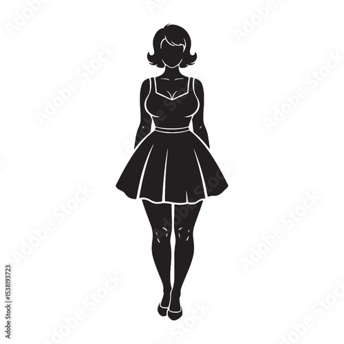 Artistic Curvy Woman Classic Form Vector, Showing Her Soft and Rounded Features - curvy woman silhouette - curvy woman vector - silhouette of curvy woman - Woman illustration
