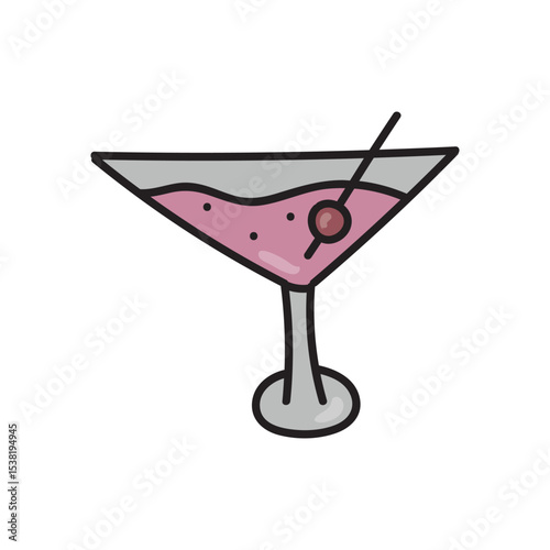 cocktail with cherry vector illustration