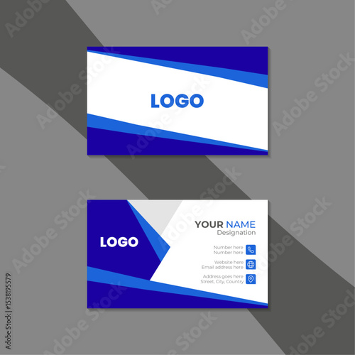 Double-sided business card template with modern layout and blue accent