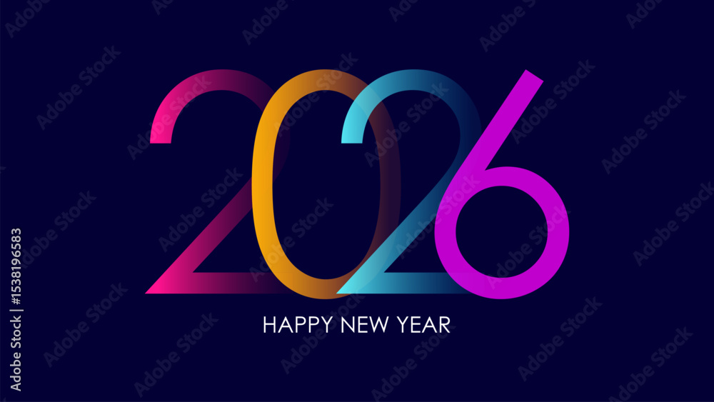 2026 Happy New Year festive graphic design. 2026 New Year color design template. Vector illustration. 2026 Happy New Year festive graphic design. 2026 New Year color design template. Vector illustration.