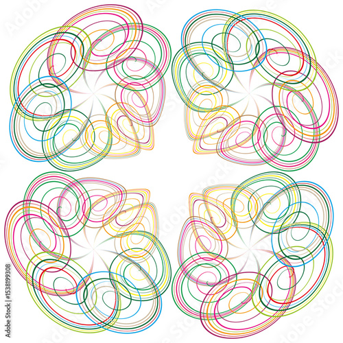 Looping color rings. Abstract vector shape. Circular smooth pattern. White background.