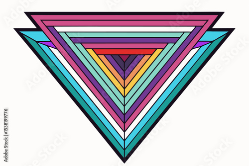 Vibrant abstract background featuring geometric shapes in Memphis style. Includes bold triangles in pink, teal, yellow, and purple, combined with dotted