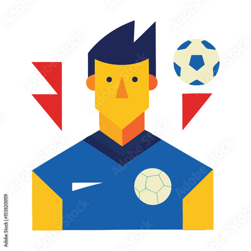 Soccer Player Illustration Dynamic Athlete in Blue Jersey