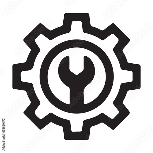 Gear and Wrench Icon Symbolizing Maintenance and Mechanical Repair Services