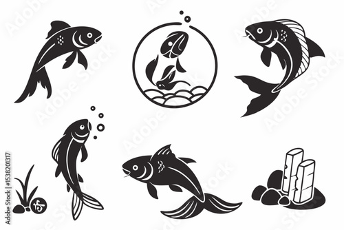 vector set of fish