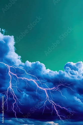 Night Sky Thunderstorm with Purple Lightning Bolts