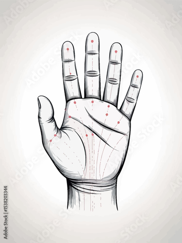 Human Hand Acupuncture Points Diagram for Traditional Chinese Medicine