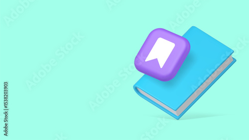 Book reading bookmark badge library literature education copy space banner. Paper literary tag flag for page information remember guidebook textbook encyclopedia novel dictionary