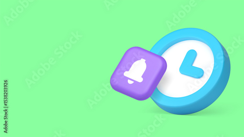 Time counting alarm clock ring bell reminder announce notification copy space banner. Timing alert signal countdown deadline notice timeline attention timer interval chronometer