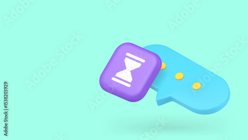 Speech bubble dialogue chat typing time counting message deadline countdown copy space banner. Web communication texting chatting anticipation reminder notification