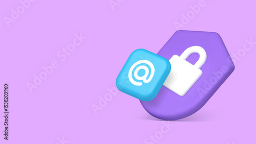 Email electronic mail security cyber crime safety antivirus protect copy space banner. Anti spam document data protection confidential authentication authorization shield padlock
