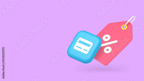Shopping sale discount card payment special offer price off copy space banner. Shop store market supermarket financial tag percentage cost reduction money savings Black Friday