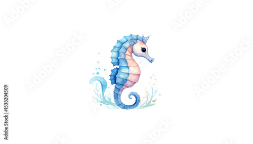 Illustration of seahorse isolated on white background