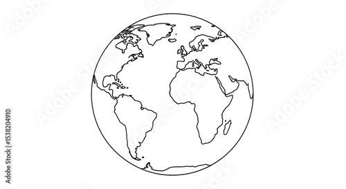 World map outline vector illustration for geography education and travel design projects on transparent background