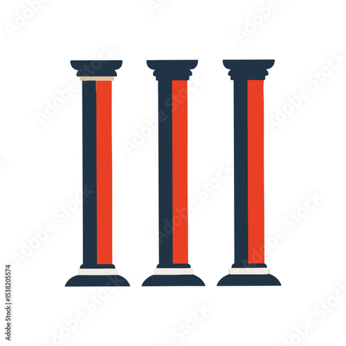 Classic Columns Architectural Design Elements, Three Variations of Ancient Pillars