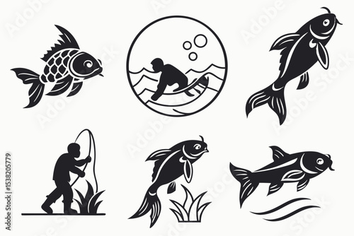 set of vector fish