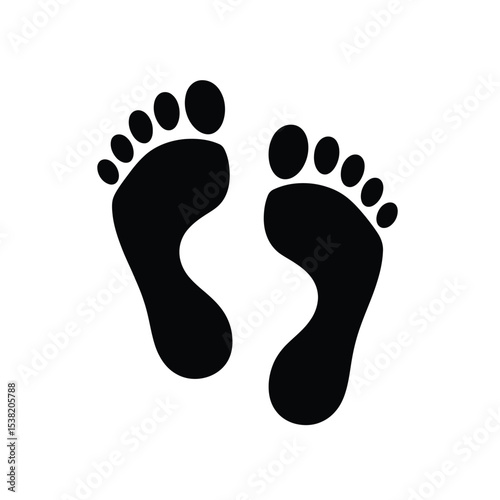 Black Footprint Pair Simple Icon Graphic Footprints