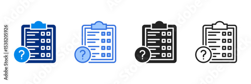 Questionnaire Icon Set Multiple Style Vector Illustration