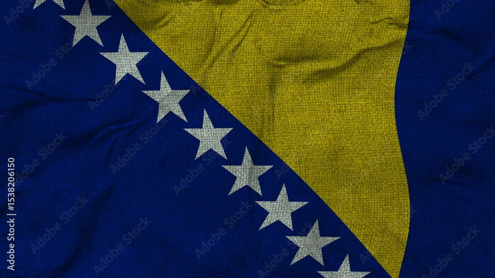 Bosnia and Herzegovina flag animation seamless loop. 4k