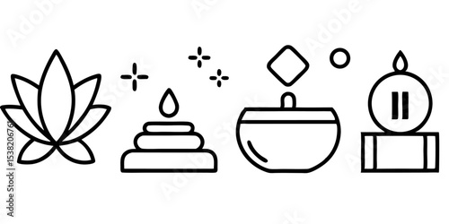 Spa icons and abstract background with tea and wellness elements vector illustration