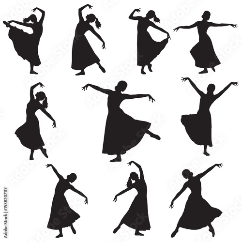 Thrilling Dancing Lady Dynamic Design, Simple Yet Very Energetic and Free - dancing lady silhouette - dancing lady vector - silhouette of dancing lady - Lady illustration
