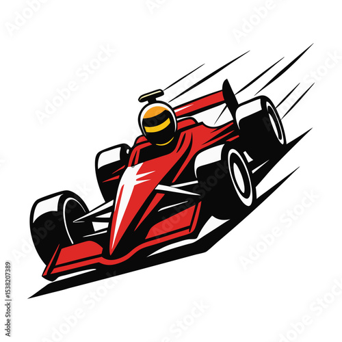Cartoon race car vector illustration for fast sport auto transportation design